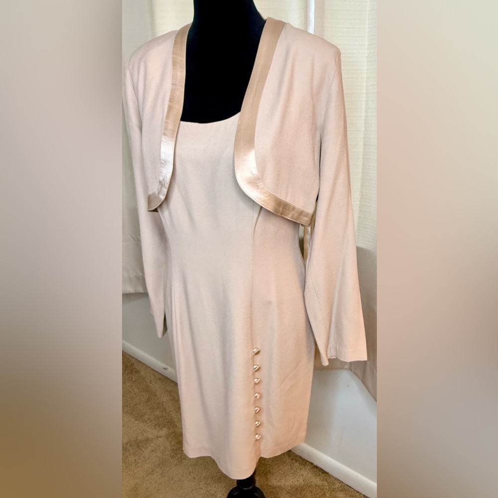 Vintage 90’s CDC Caren Desiree chic mini sleeveless dress cropped jacket 6 P